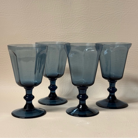 Lenox Other - SET of 4 Vintage LENOX
Crystal Antique Dark Blue
Small Wine Desert Glasses